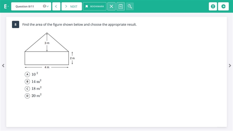 Find the area of the figure shown below and choose the appropriate result.-example-1