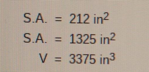 surface areas of two similar figures are given. the volume of the larger figure is-example-1