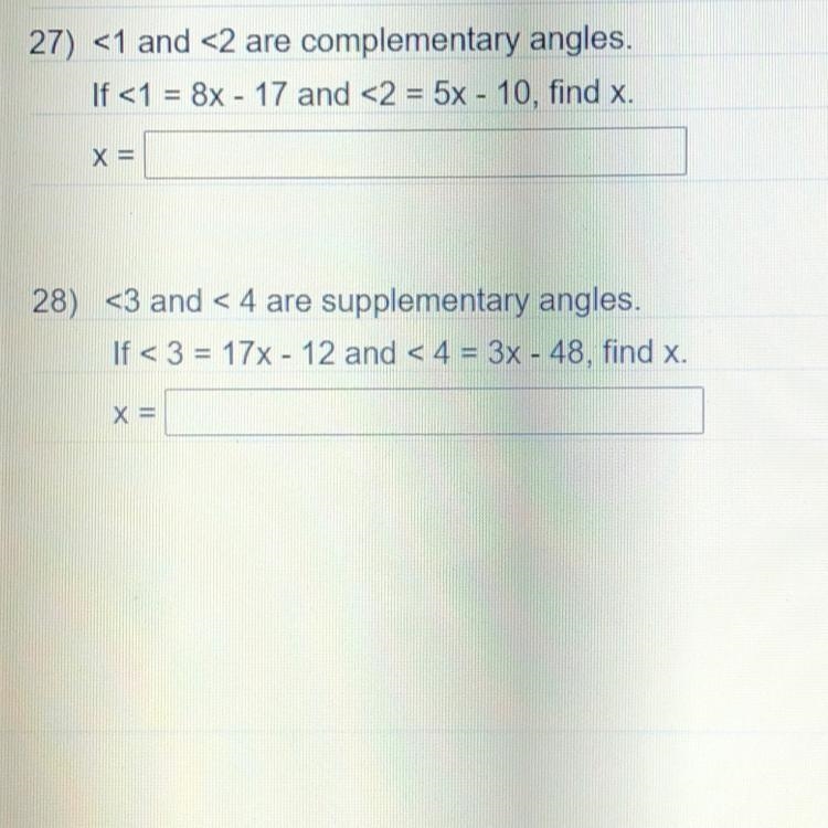 Both are x= 27. x= 28.x=-example-1