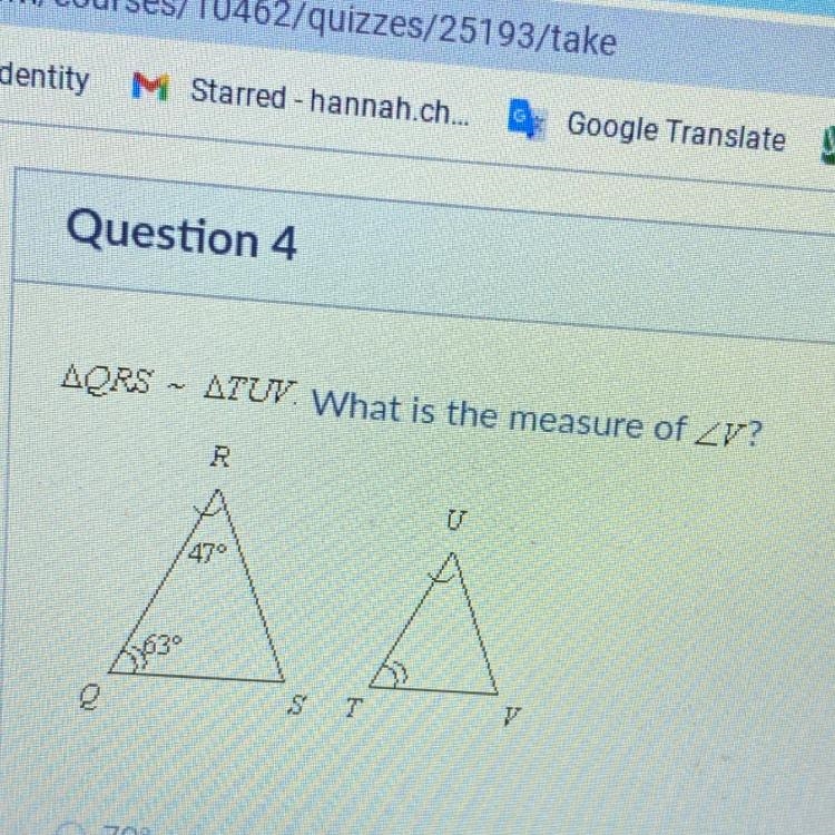 QRS~TUV. what is the measure of V?-example-1