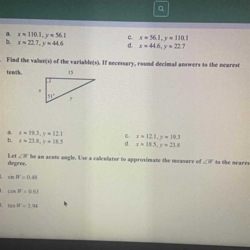 17. Find the value(s) of the variable(s). If necessary, round decimal answers to the-example-1