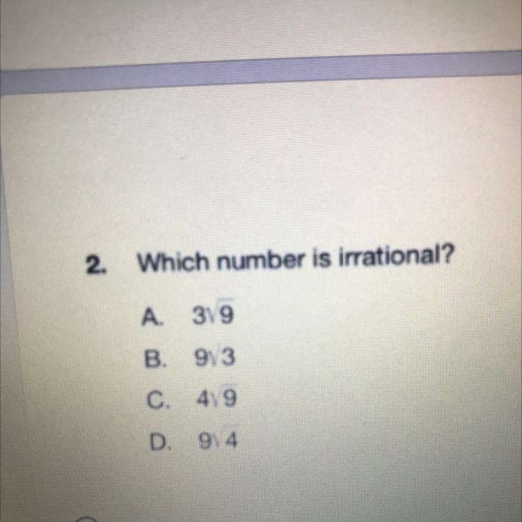 Which number is irrational-example-1