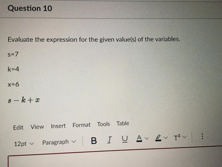 Evaluate the expression for the given value(s) of the variables s=7 k=4 x=6 8 - k-example-1