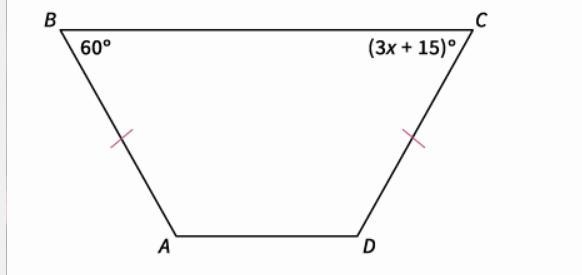 In the isosceles trapezoid ABCD, find the value of x. 10 15 35 5-example-1