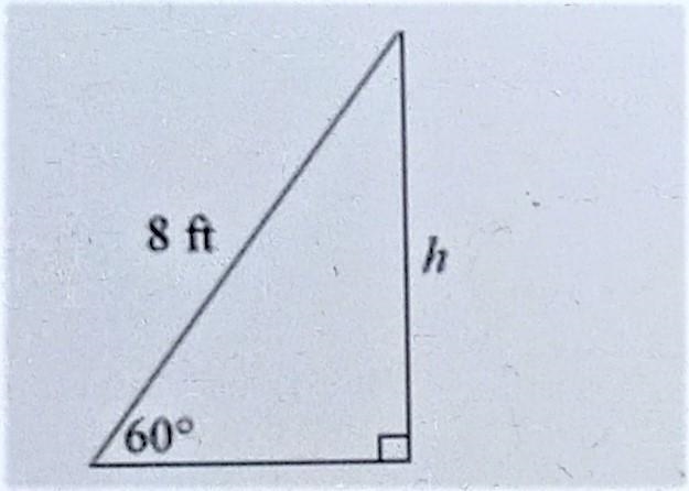 Angle Relationships Determine the height of each triangle. Round to the nearest foot-example-1