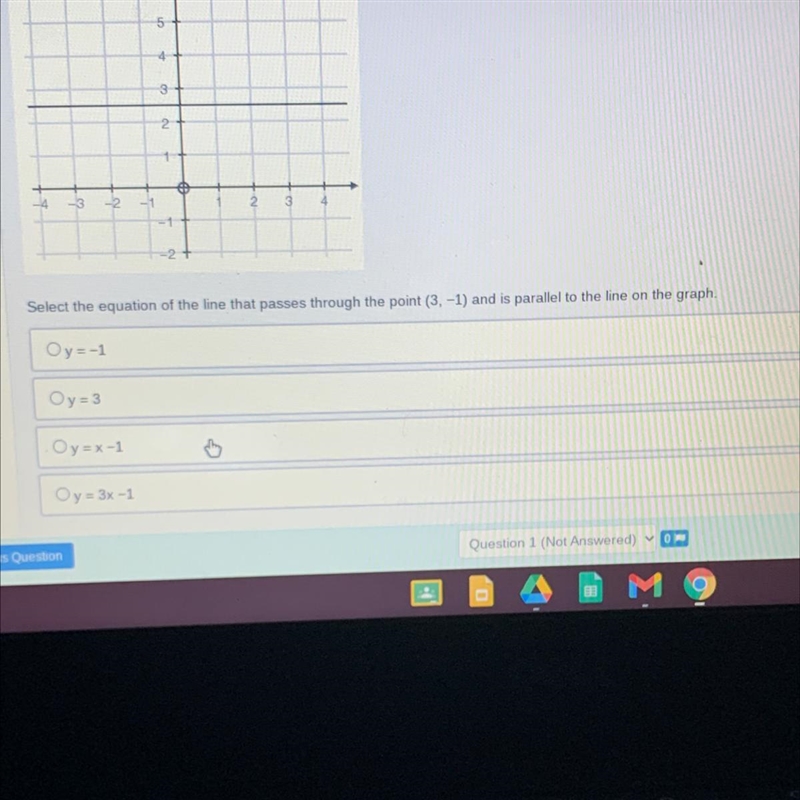 select the equation of the line that passes through the point (3,-1) and is parallel-example-1