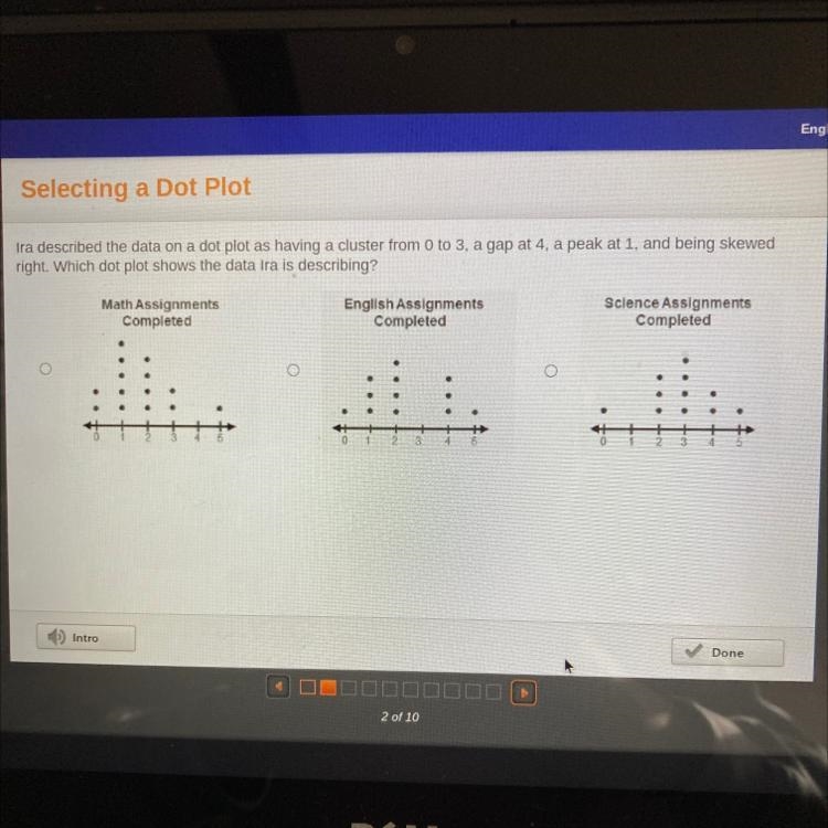 Ira described the data on a dot plot as having a cluster from 0 to 3, a gap at 4, and-example-1