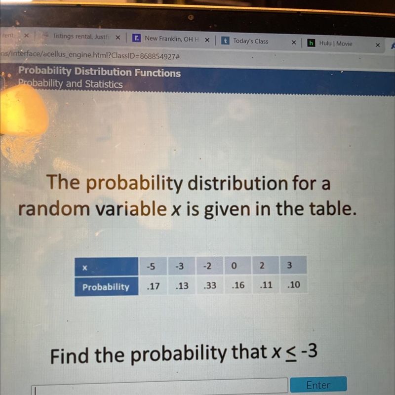 The probability distribution for a random variable x is given in the table-example-1