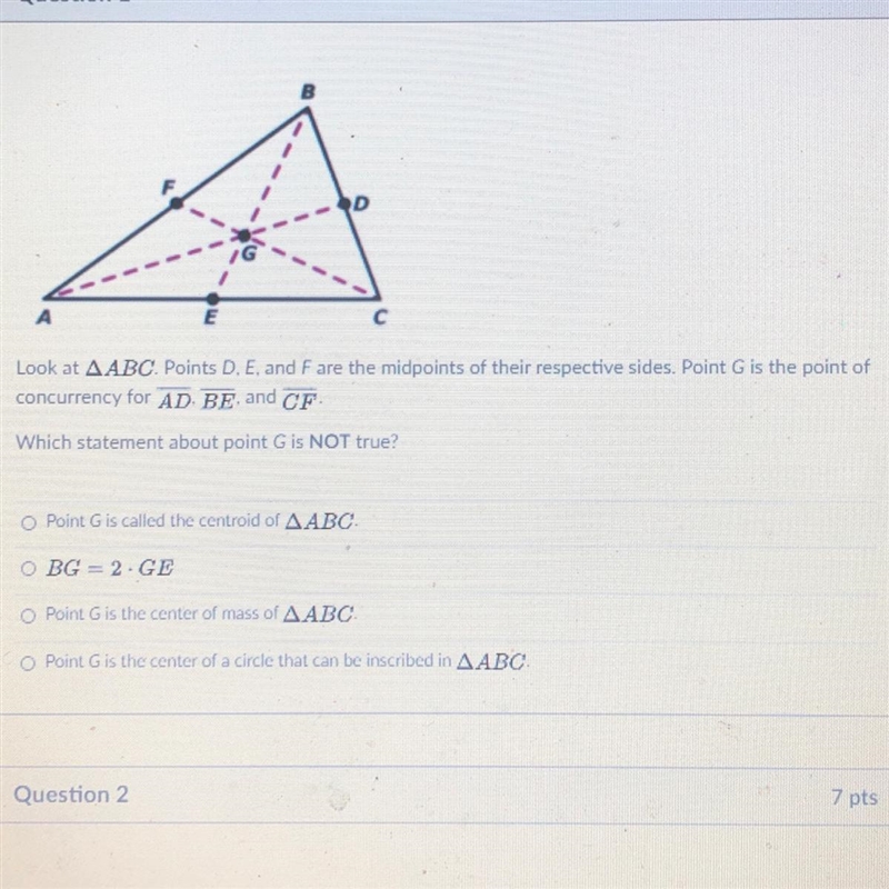 D E с Look at ABC. Points D, E, and F are the midpoints of their respective sides-example-1