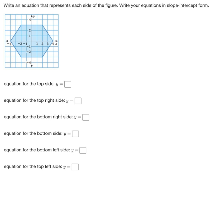 Write an equation that represents each side of the figure. Write your equations in-example-1