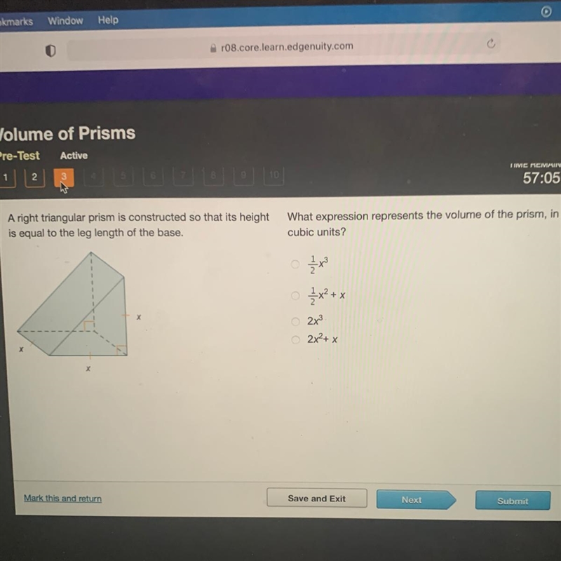 HELP FAST PLEASE A right triangular prism is constructed so that its height is equal-example-1