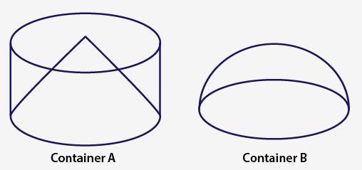 Container A is cylinder with a radius of 6 units and a height of 6 units. A right-example-1