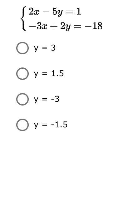 Solve the following system of equations by elimination. What is the value of y?-example-1