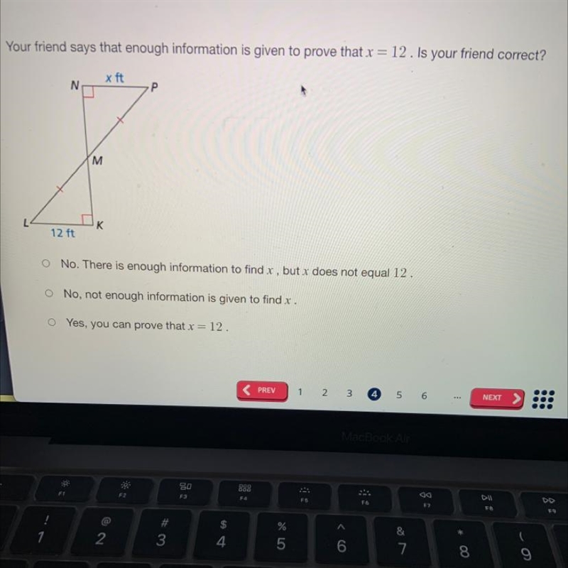 Your friend says that enough information is giving to prove that x=12. Is your friend-example-1