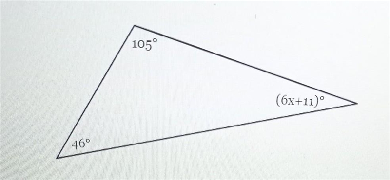 The measures of the angles of a triangle are shown below. solve for x ​-example-1