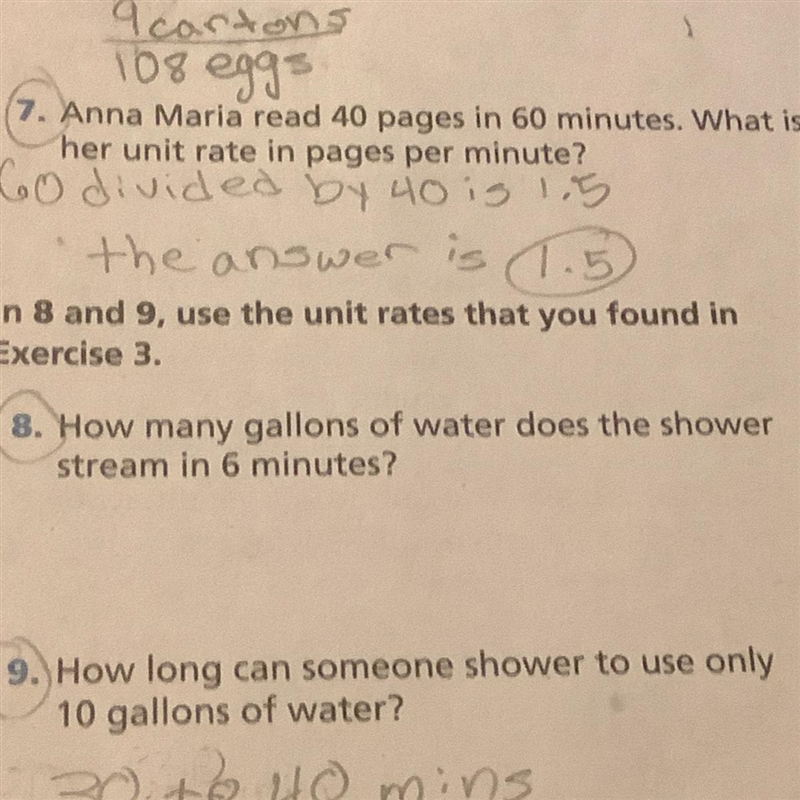 How many gallons of water does the shower stream in 6 minuets (need lots of help lol-example-1