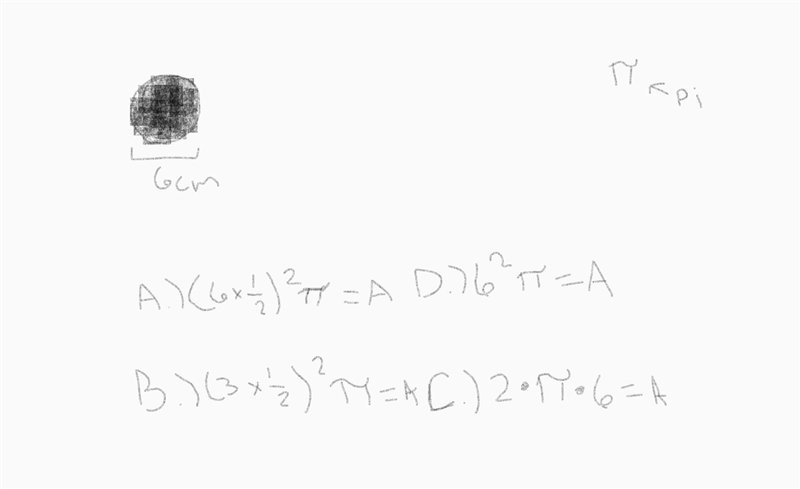 Which equation could be used to find the area of the circle in this sticker with a-example-1