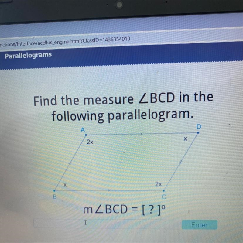 Find the measure ZBCD in the following parallelogram.-example-1