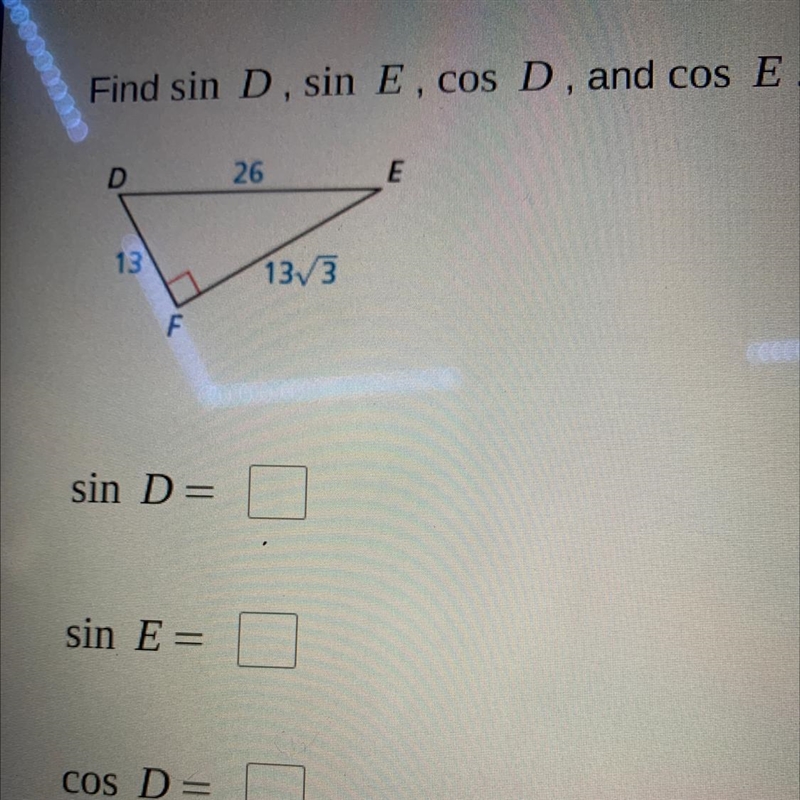 Find sin D sin E cos D and cos E-example-1