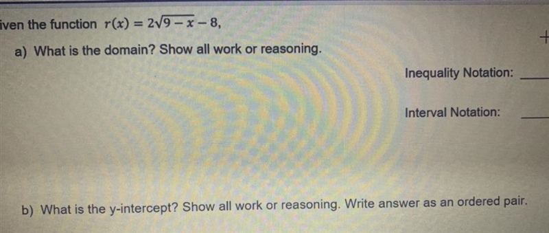 Domain, and y intercept of function in image-example-1