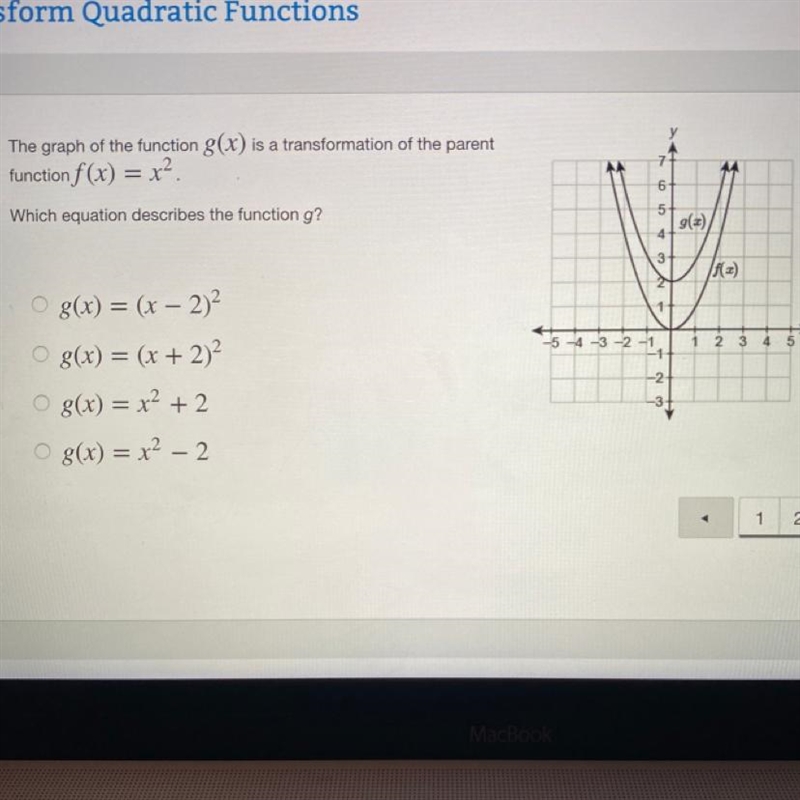 PLEASE HURRY The graph of the function g(x) is a transformation of the parent function-example-1