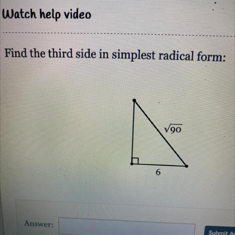 Find the third side in simplest radical form: V90 6-example-1