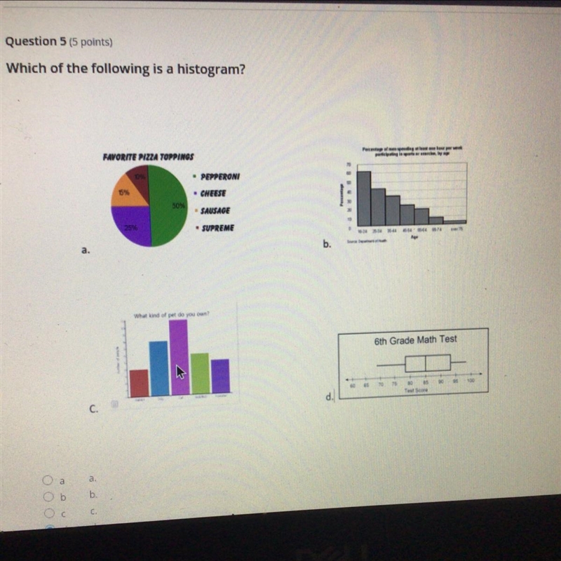 Histogram help fast! Which of the following is a histogram?( look at the photo)-example-1