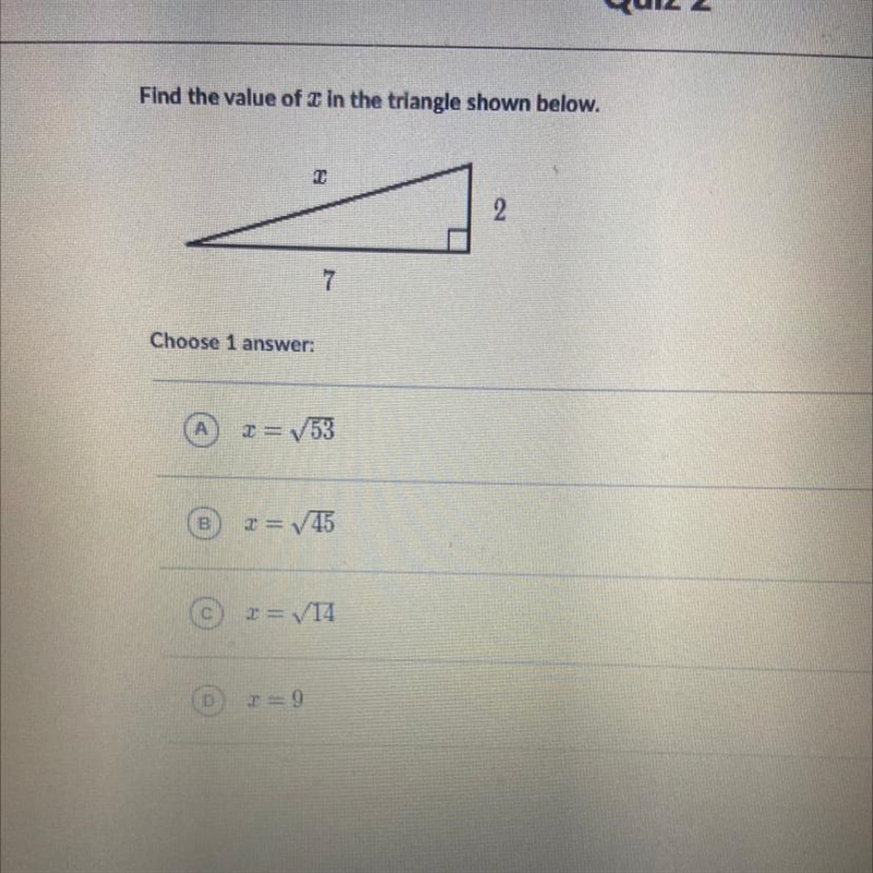 Find the value of x in the triangle shown below-example-1