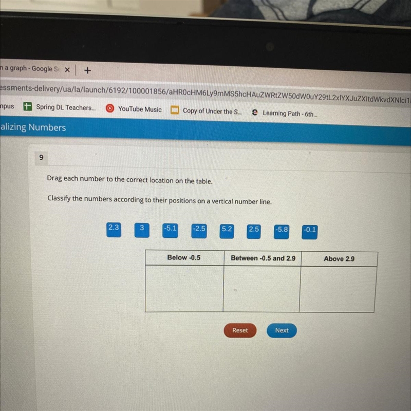 Drag each number to the correct location on the table. Classify the numbers according-example-1