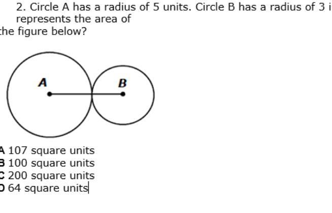 Circle A has a radius of 5 units. Circle B has a radius of 3 inches. Which best represents-example-1