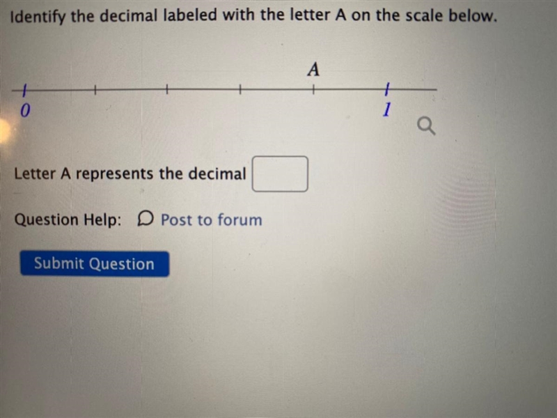 Identify the decimal labeled with the letter A on the scale below HELP PLZ-example-1