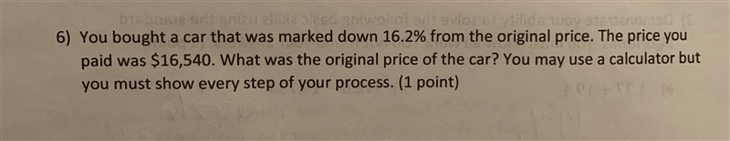 What was the original price of the car? Show all work-example-1