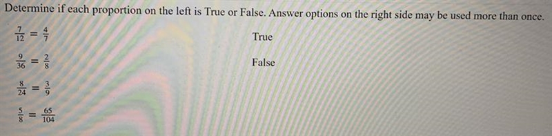 Determine if each proportion on the left is true or false-example-1