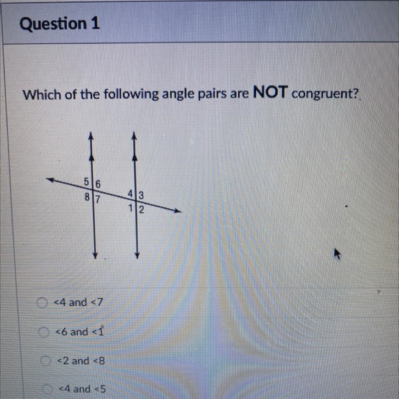 Which of the following angle pairs are NOT congruent?-example-1