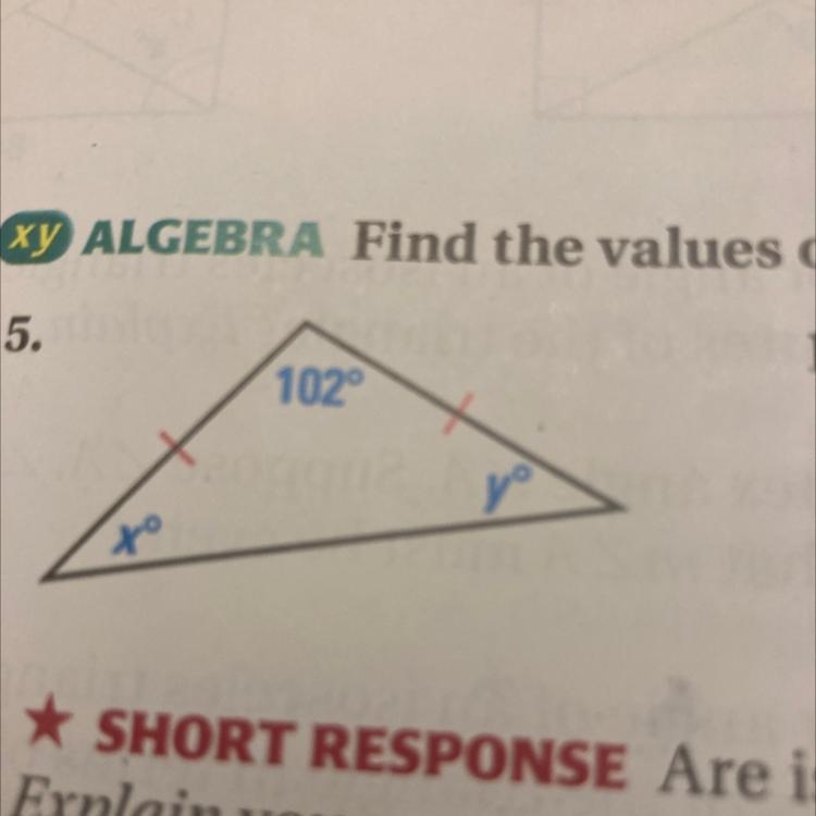 Help ASAP!!!Find the value of x and y-example-1