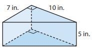 Find the volume of this triangular prism: Answers: 350in3 175in3 22in3 200in3-example-1