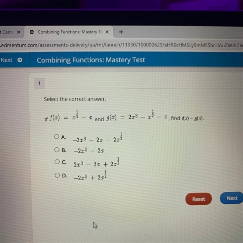 If f(x) = x1/2 and g(x)= 2x^3 - x1/2 - x, find f(x)-g(x)-example-1