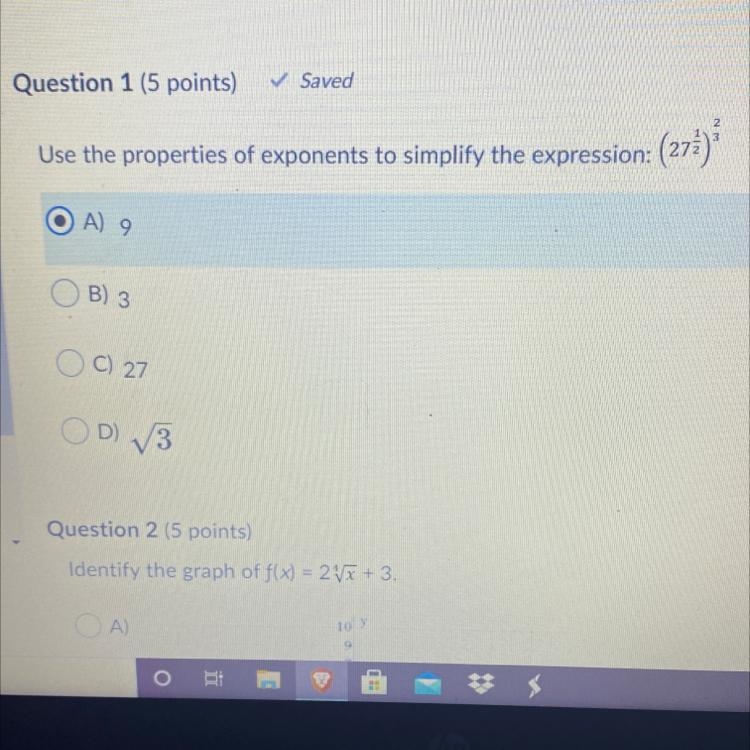 PLS HELP ME!!!! use the properties of exponents to simplify the expression-example-1