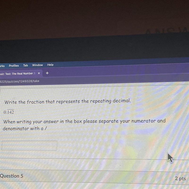 PLEASE HELP URGENT write the fraction that represent the repeating decimal 0.142… Separate-example-1