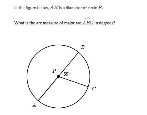 What is the arc measure of major arc ABC in degrees?-example-1