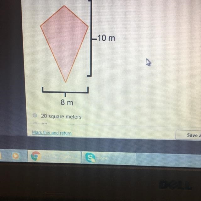 What is the area of the kite 20 square meters 36 square meters 40 square meters 80 square-example-1