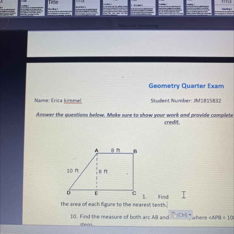 1. Find the area of each figure to the nearest tenth.-example-1