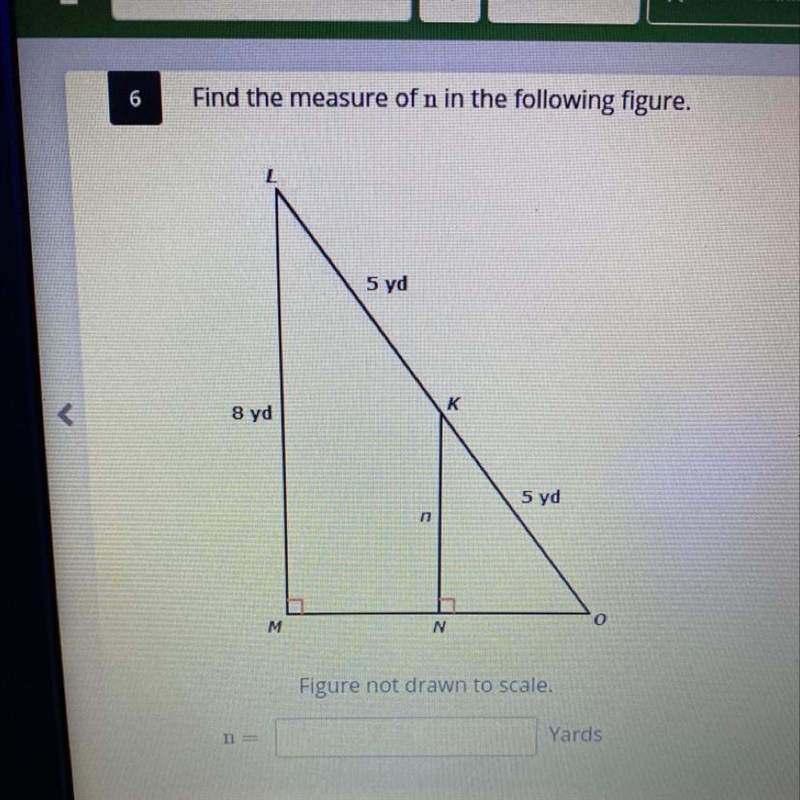 Find the measure of n in the following figure.-example-1