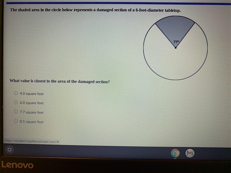 What value is closest to the area of the damaged section?-example-1