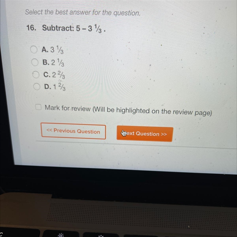 16. Subtract: 5 - 3 1/3-example-1