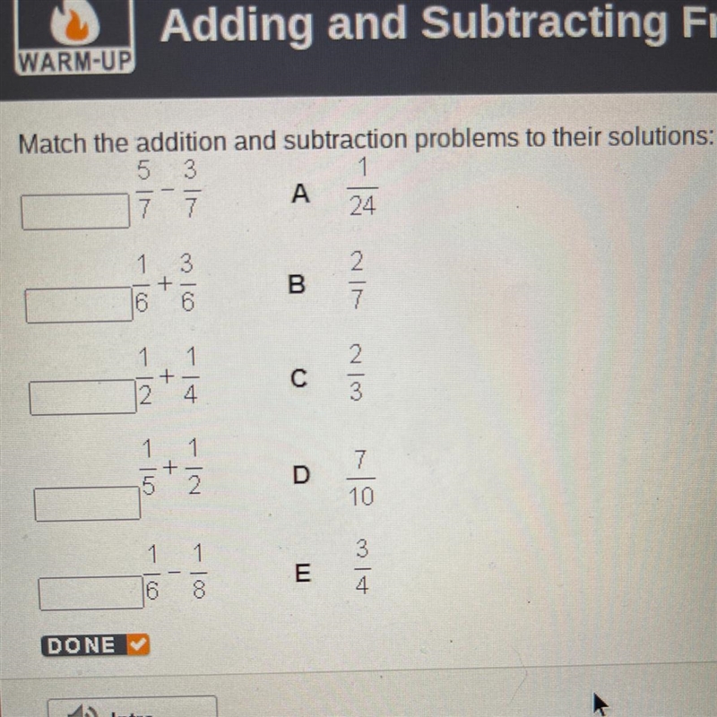 Match the addition and subtraction problems to their solutions:-example-1