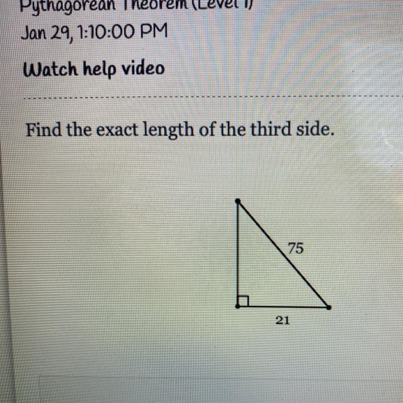 Find the exact length of the third side. 75 21-example-1