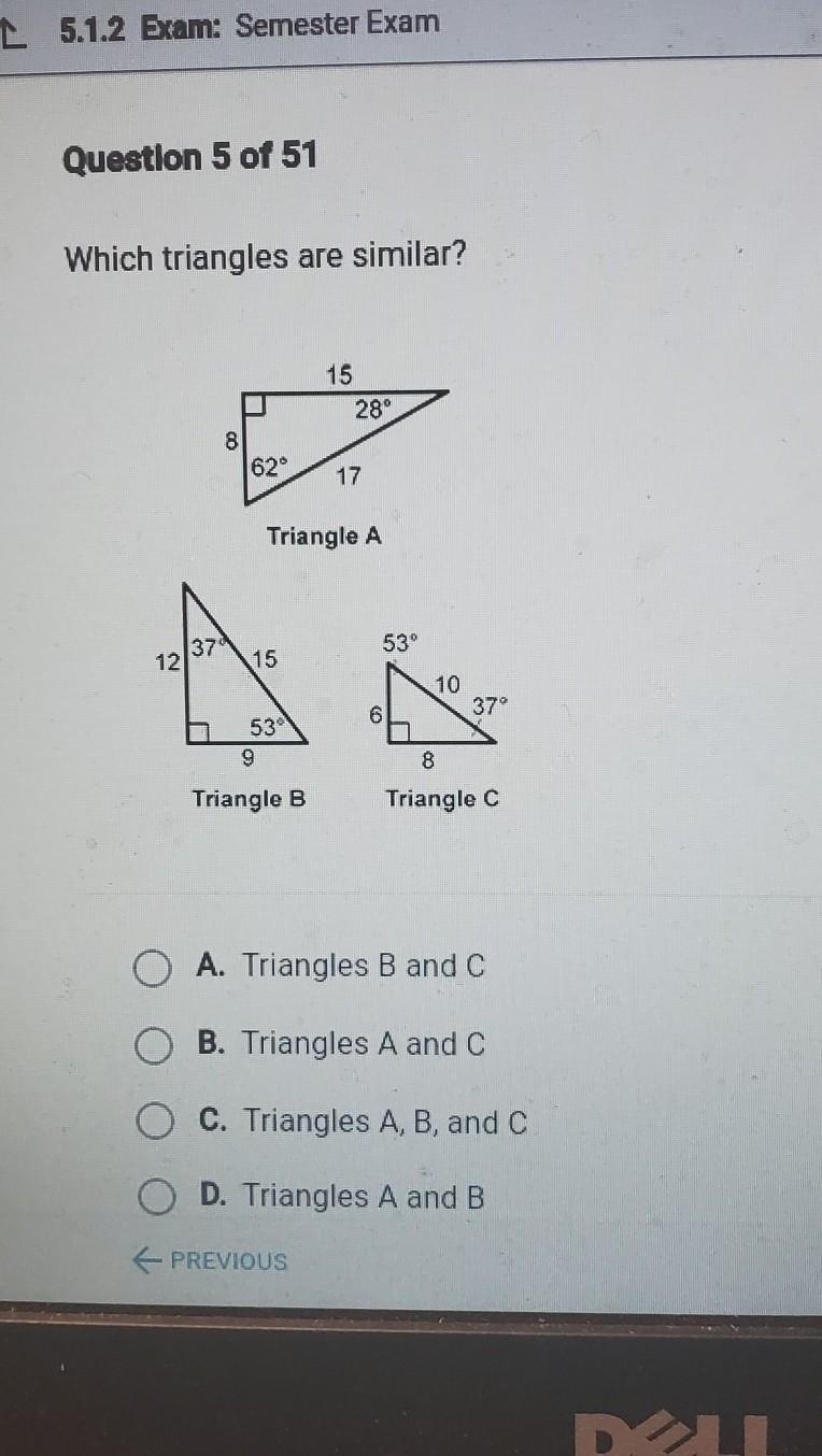 Which triangles are similar?​-example-1