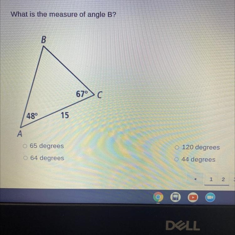 What’s the measure of angle B? It’s not 64.-example-1