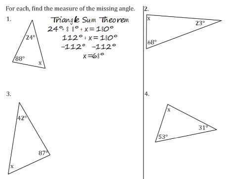 Triangle Sum Theorem Review The following is a review of an important theorem from-example-1